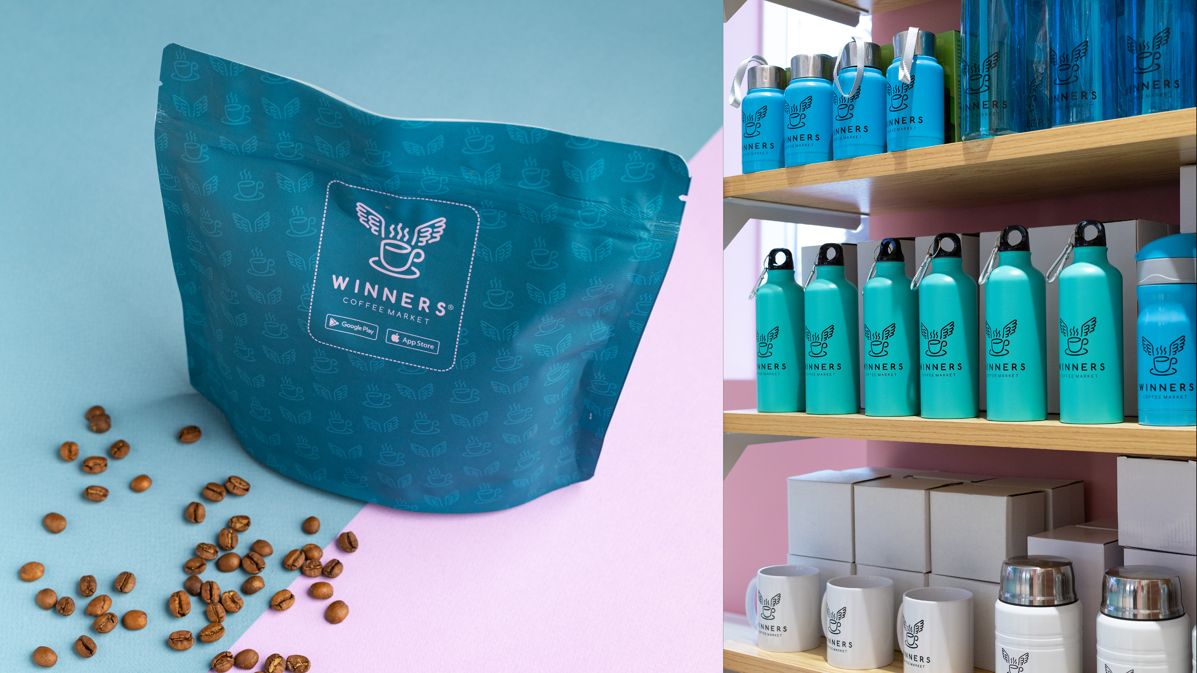 Winners Coffee by aoie studio, 2024. A coffee chain across multiple Russian cities with in-house food and pastry production, quality coffee, and high service standards.